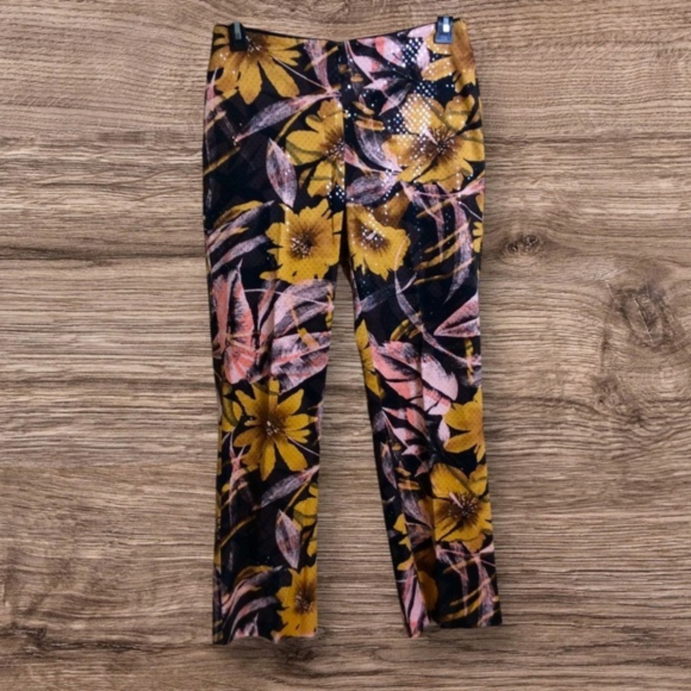 Y2K Cache brown shiny floral pants.  Vintage. Size 10